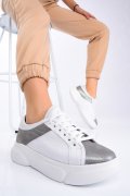 PANTOFI SPORT ALB GRI PIELE NATURALA 2PC11612NP-AYLA