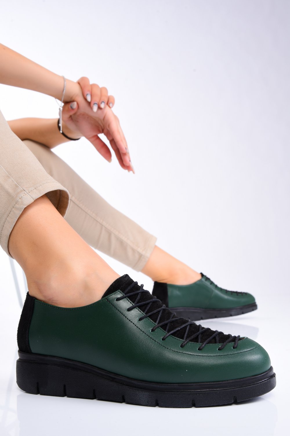 PANTOFI VERZI PIELE NATURALA 2PC035