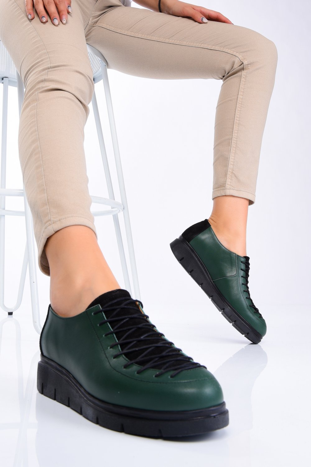 PANTOFI VERZI PIELE NATURALA 2PC035