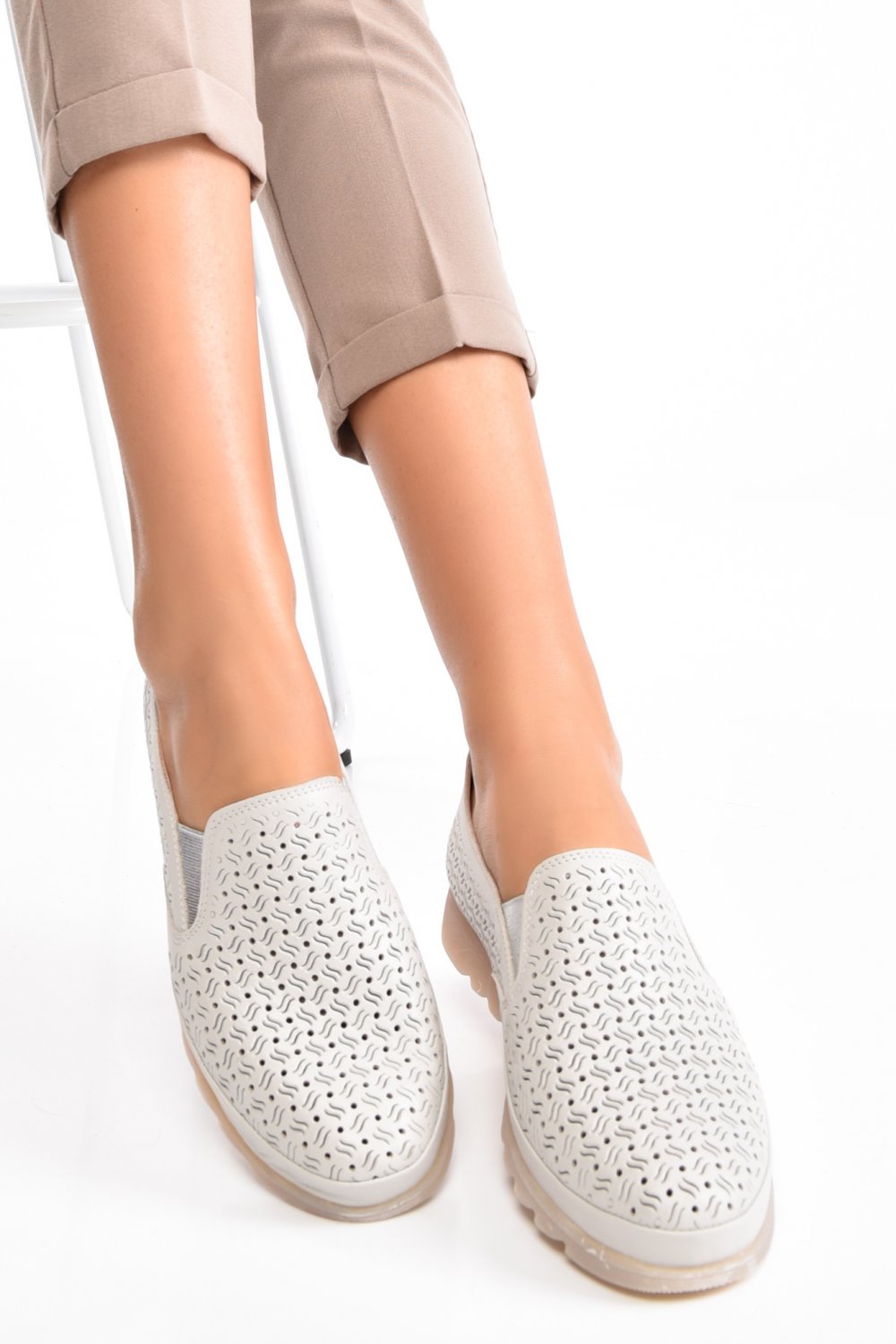 ESPADRILE CREM PIELE NATURALA 5PC81035
