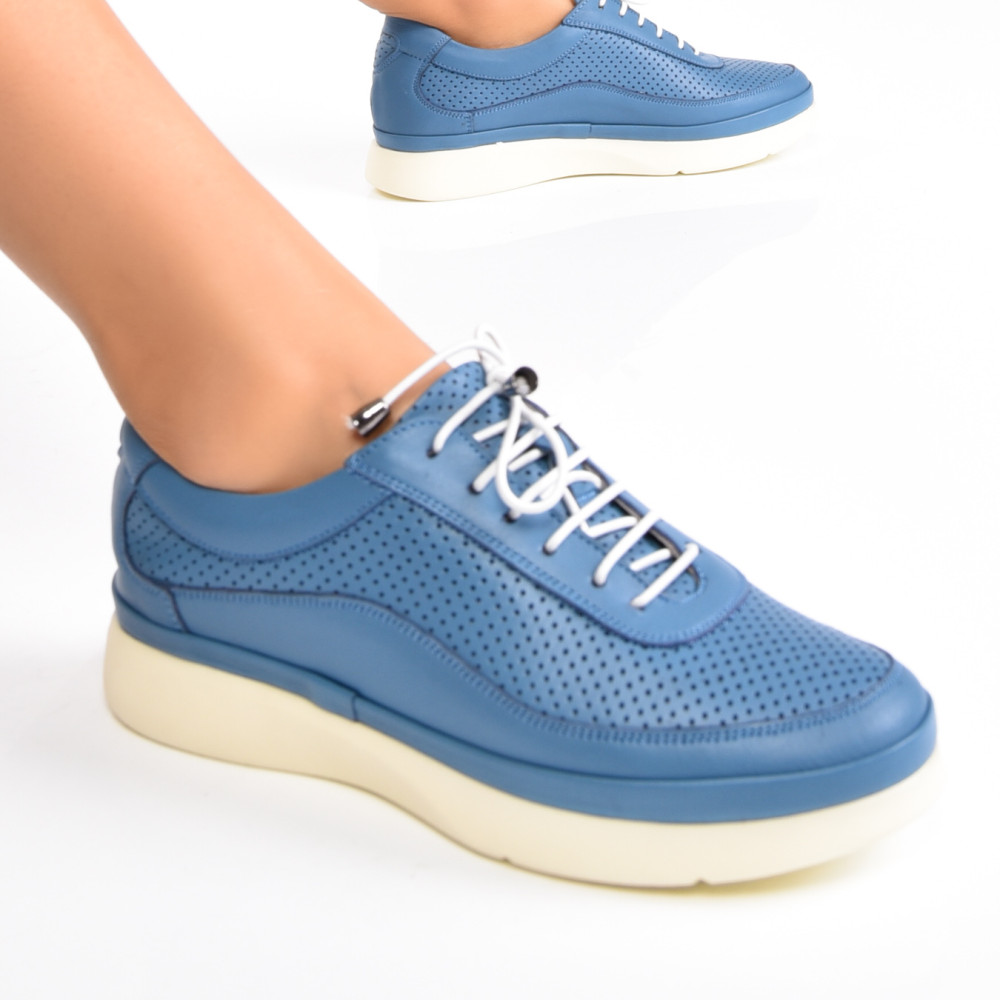 PANTOFI ALBASTRI PIELE NATURALA 5PC90018
