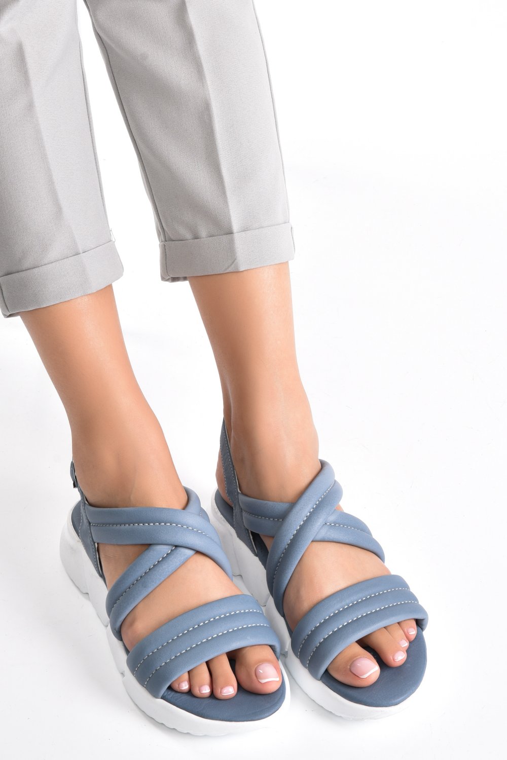 SANDALE BLEU PIELE NATURALA 2PC61