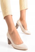 PANTOFI BEJ MOZAIC PIELE NATURALA APC87