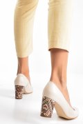 PANTOFI BEJ MOZAIC PIELE NATURALA APC87