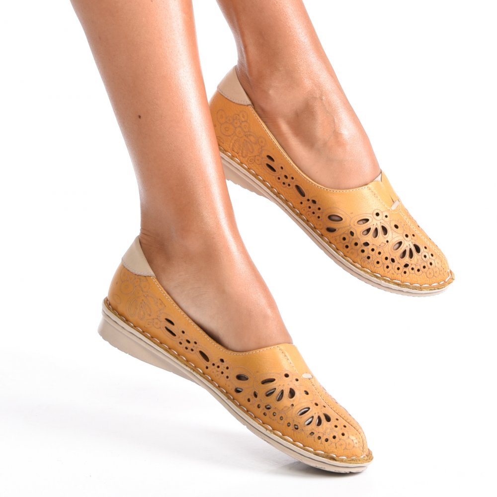 BALERINI GALBEN FLORAL PIELE NATURALA TANIA