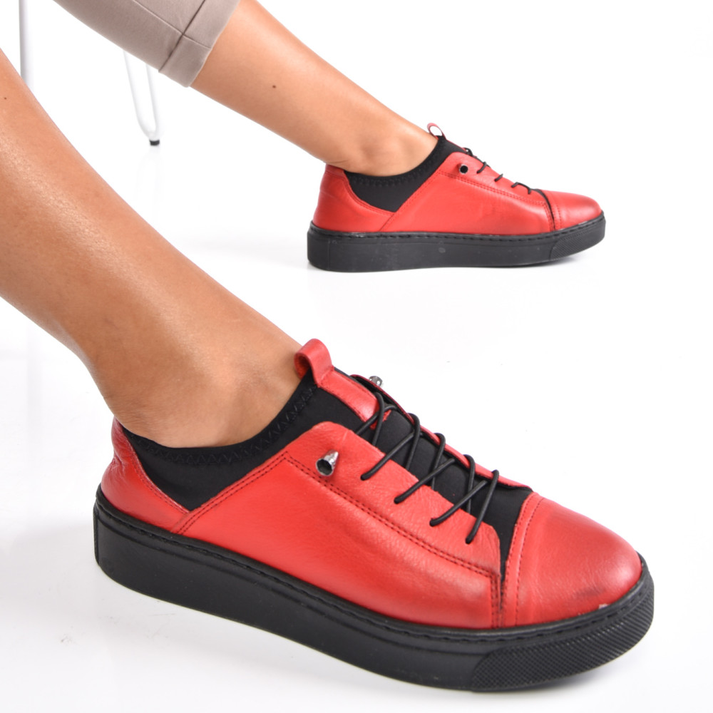 PANTOFI SPORT ROSII PIELE NATUTRALA 7S777777