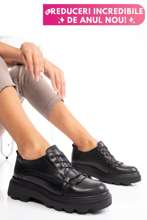 Pantofi sport negri piele naturala 2ve12632np