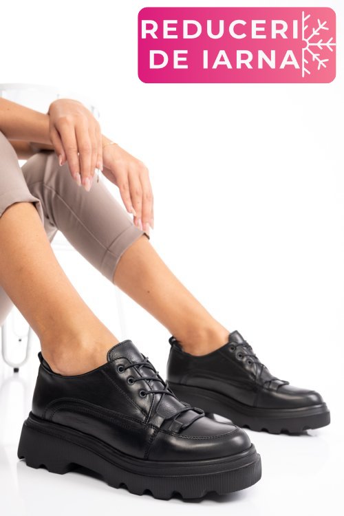 Pantofi sport negri piele naturala 2ve12632np