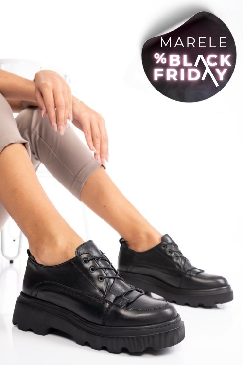 Pantofi sport negri piele naturala 2ve12632np