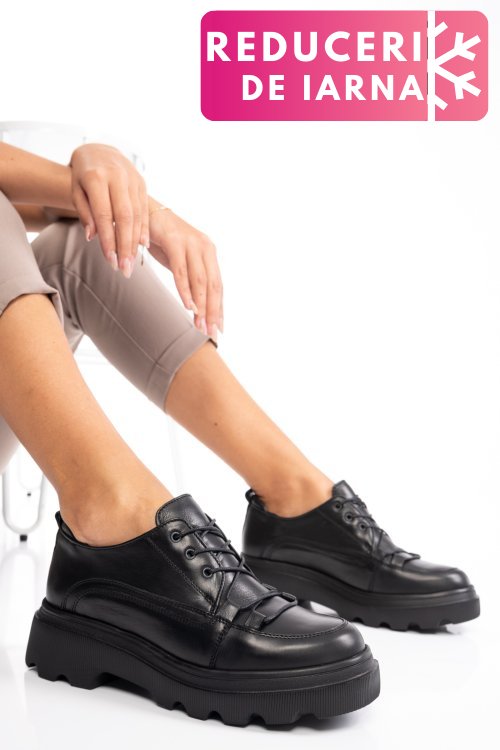 Pantofi sport negri piele naturala 2ve12632np
