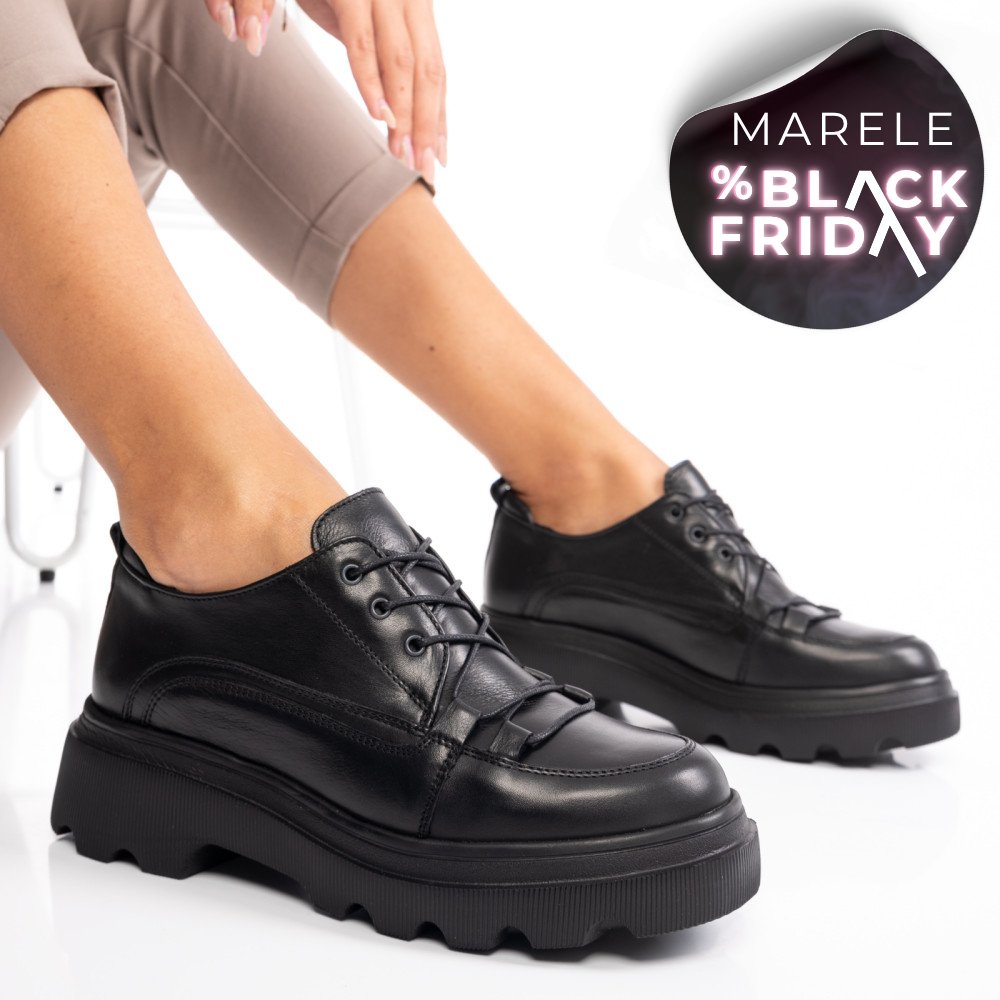 PANTOFI SPORT NEGRI PIELE NATURALA 2VE12632NP