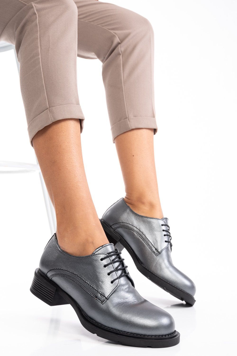 PANTOFI GRI PIELE NATURALA 2A2624ZAMBAK