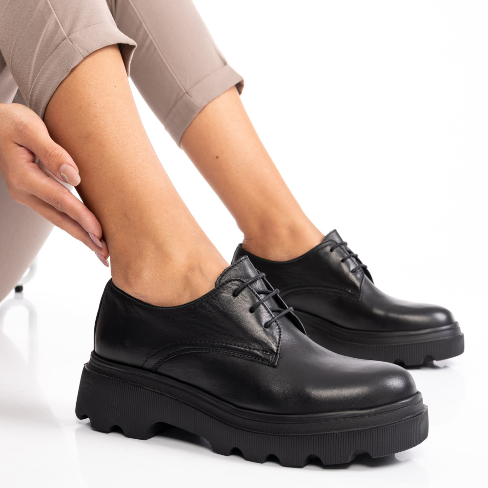 PANTOFI NEGRI PIELE NATURALA 2PC12631NP