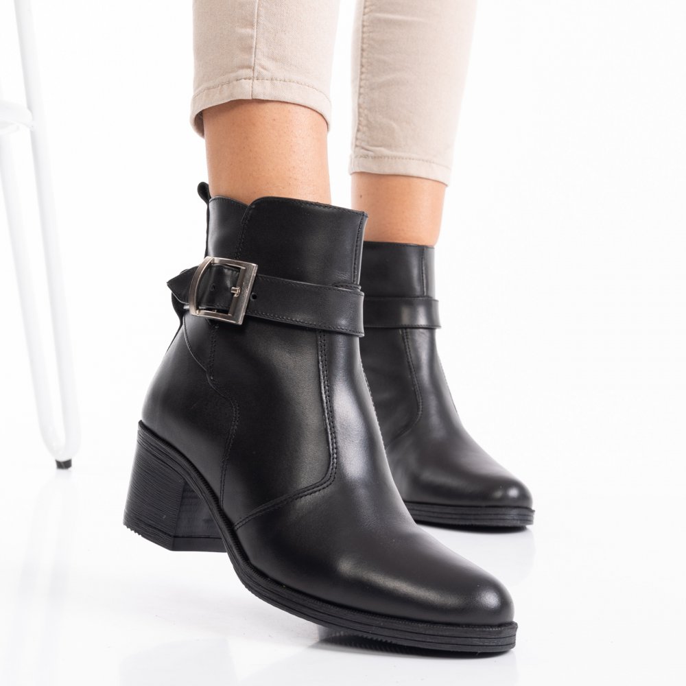 BOTINE NEGRE PIELE NATURALA 1PC722