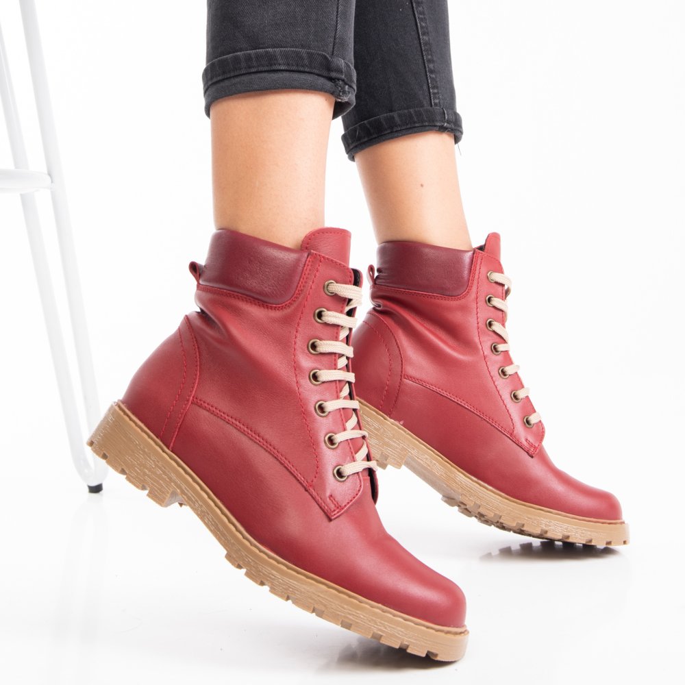 GHETE ROSII PIELE NATURALA 2PC01