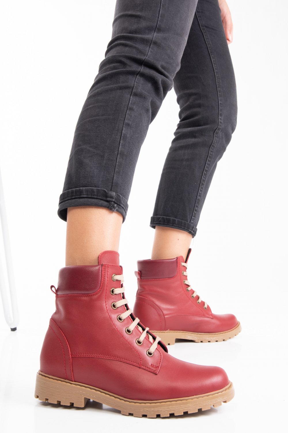 GHETE ROSII PIELE NATURALA 2PC01
