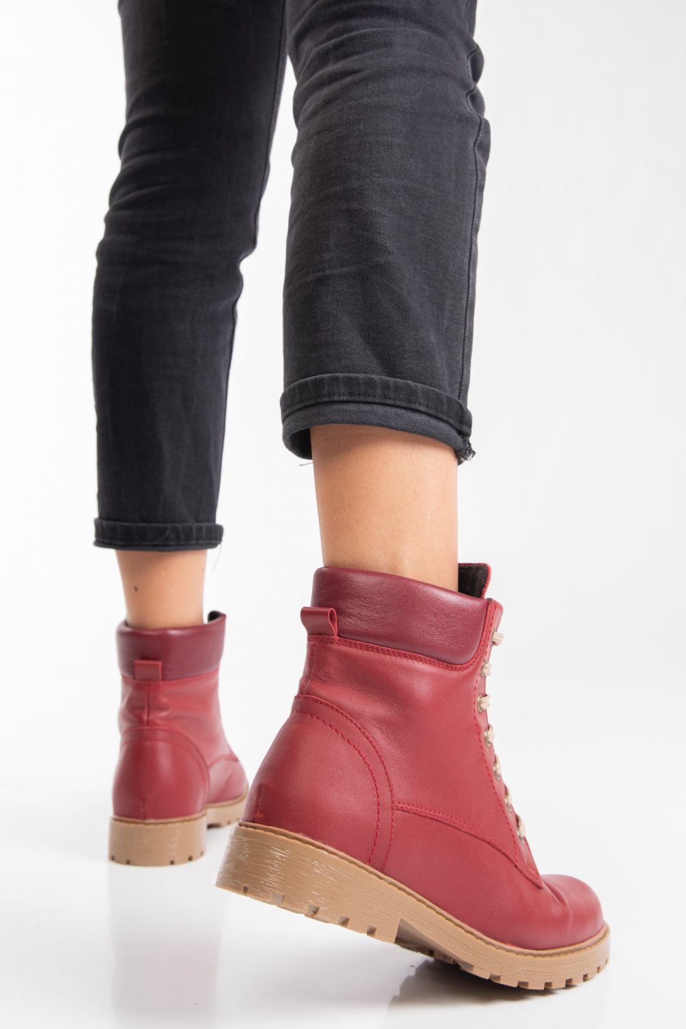 GHETE ROSII PIELE NATURALA 2PC01