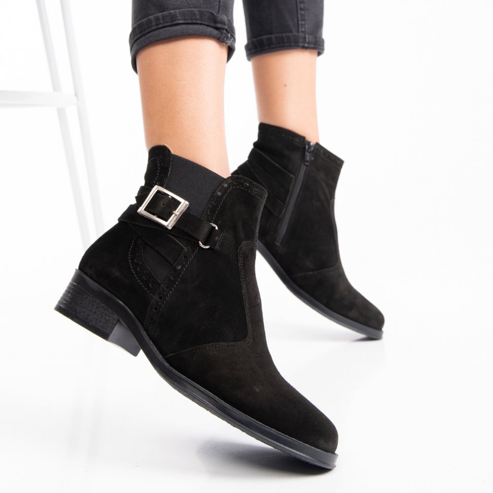 GHETE NEGRE PIELE NATURALA INTOARSA 1PC704