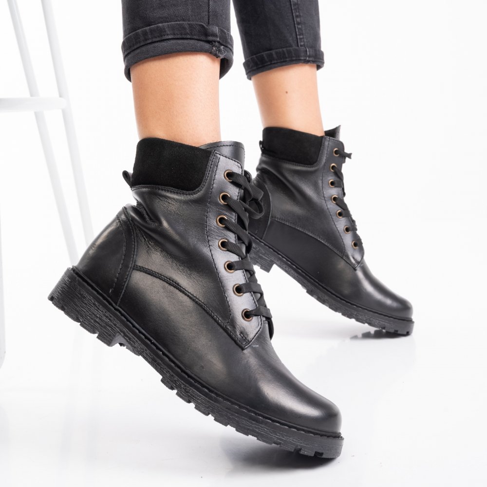 GHETE ALL BLACK PIELE NATURALA 2PC01