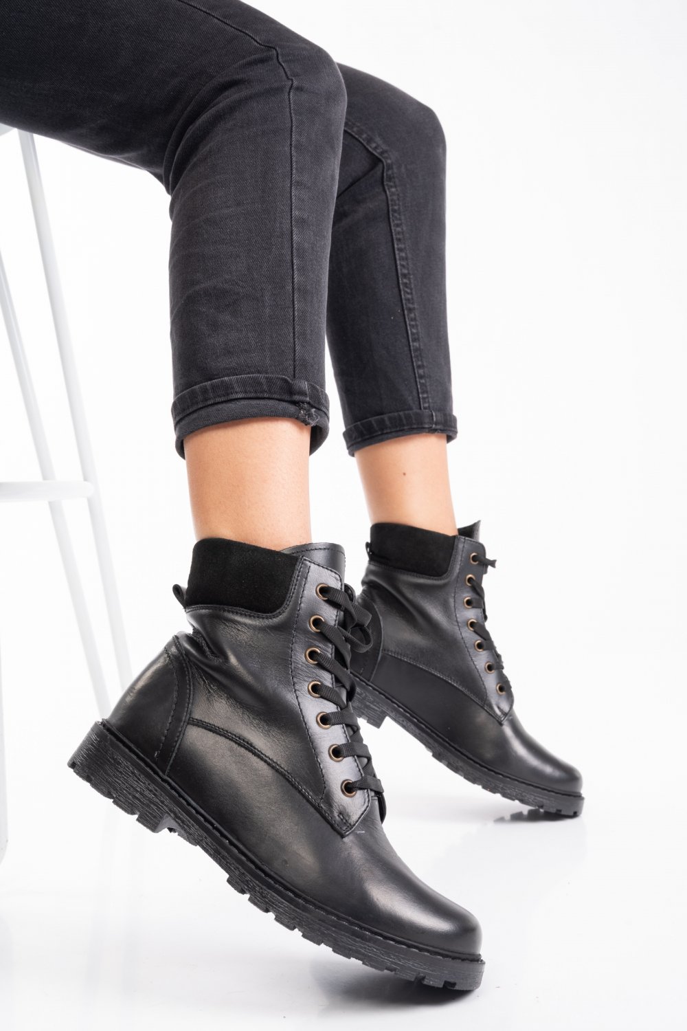 GHETE ALL BLACK PIELE NATURALA 2PC01
