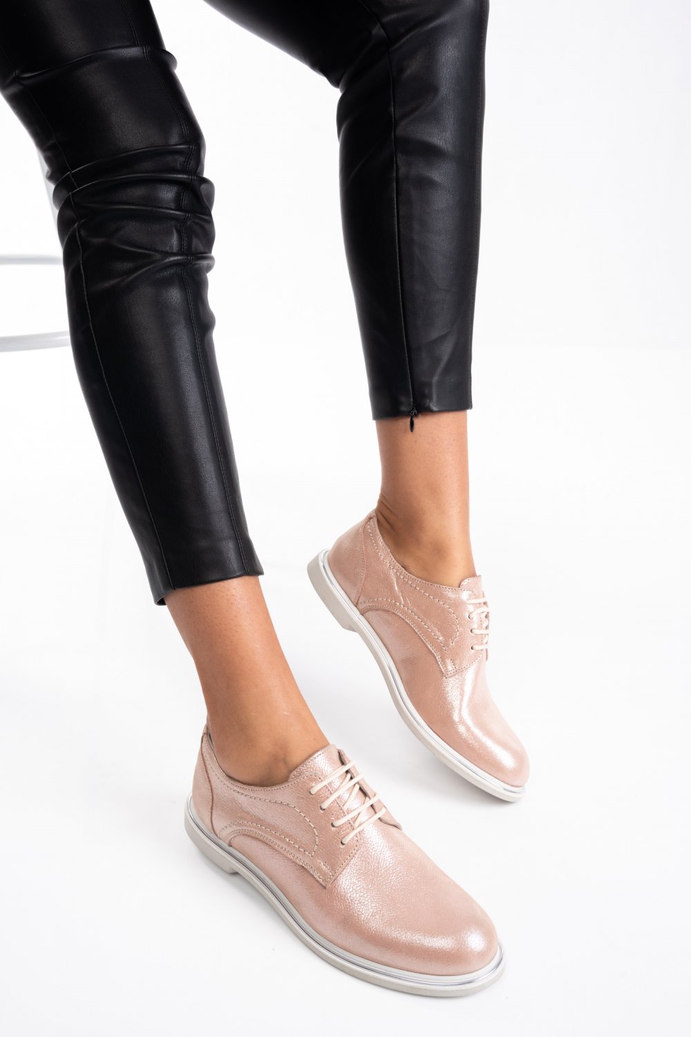 PANTOFI ROZ SIDEF PIELE NATURALA 1PC91646