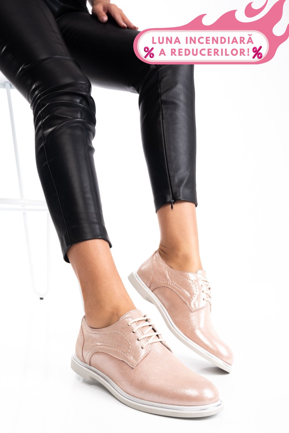 PANTOFI ROZ SIDEF PIELE NATURALA 1PC91646