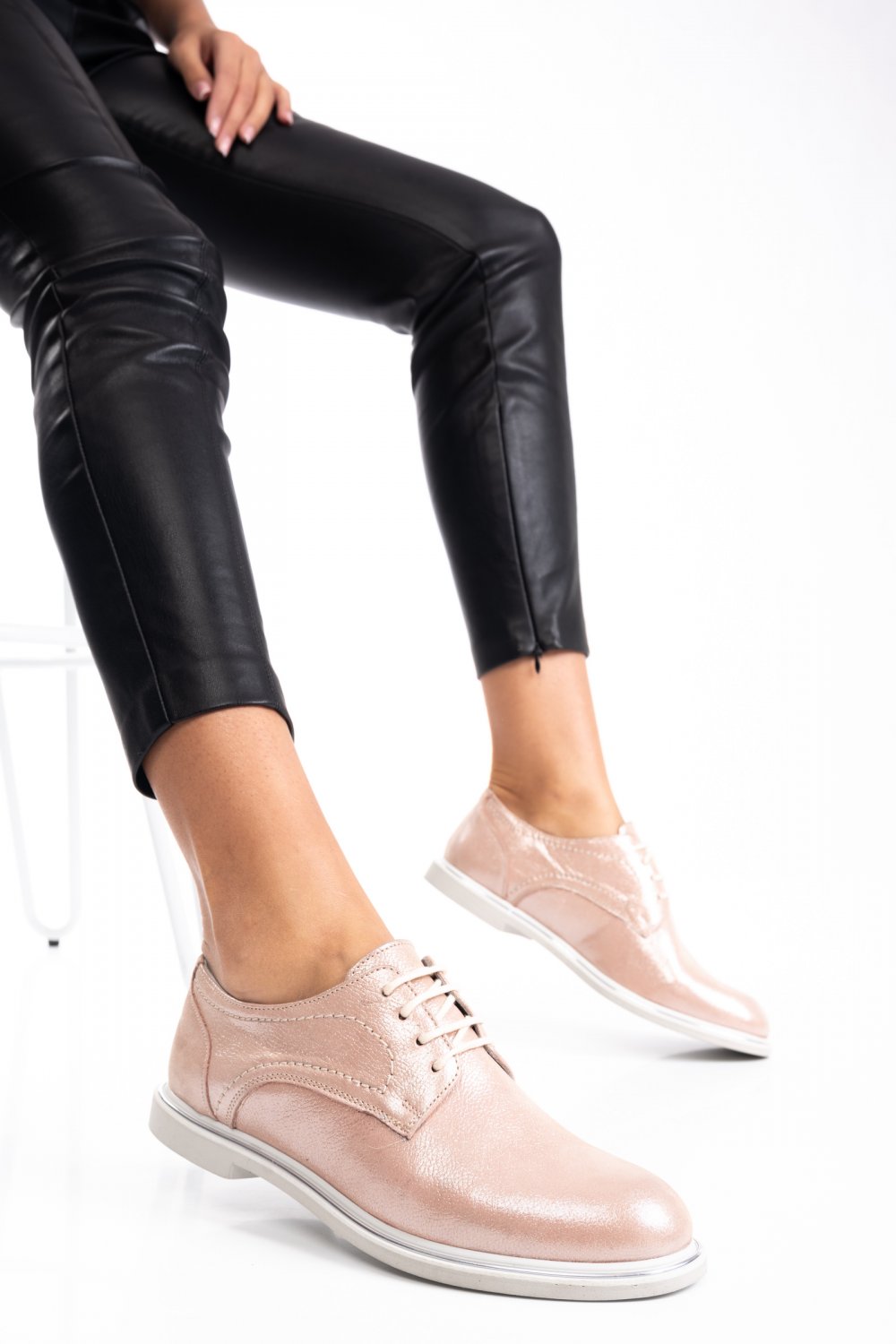 PANTOFI ROZ SIDEF PIELE NATURALA 1PC91646