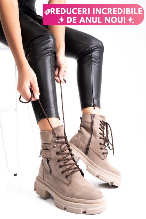 Ghete bej piele naturala 2pc12887nbk