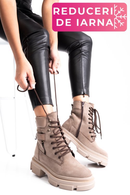 Ghete bej piele naturala 2pc12887nbk