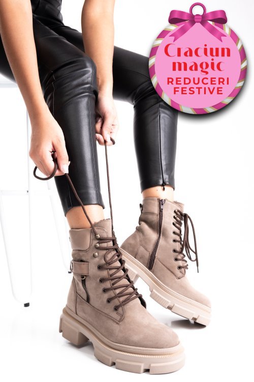 Ghete bej piele naturala 2pc12887nbk