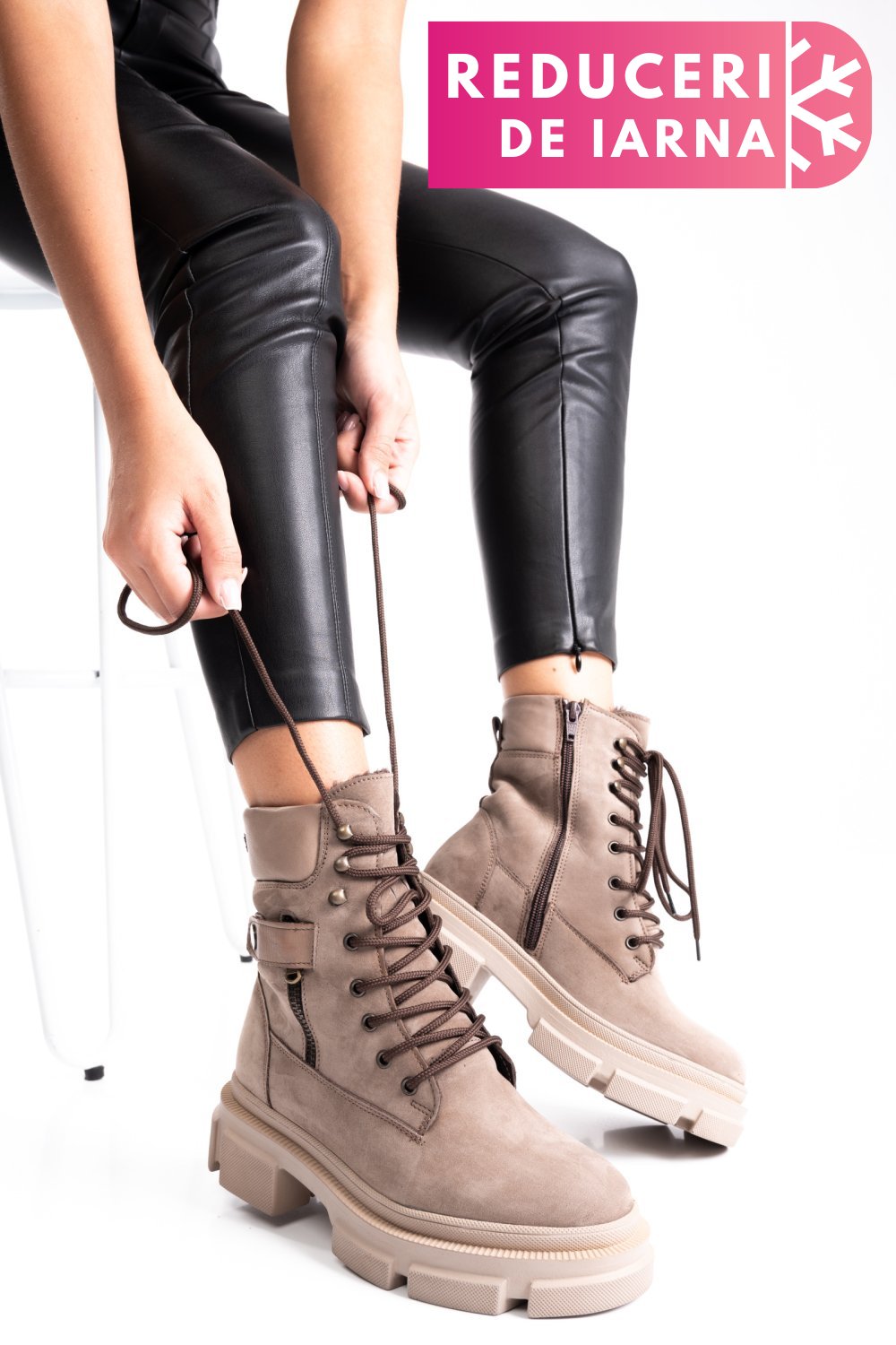 GHETE BEJ PIELE NATURALA 2PC12887NBK