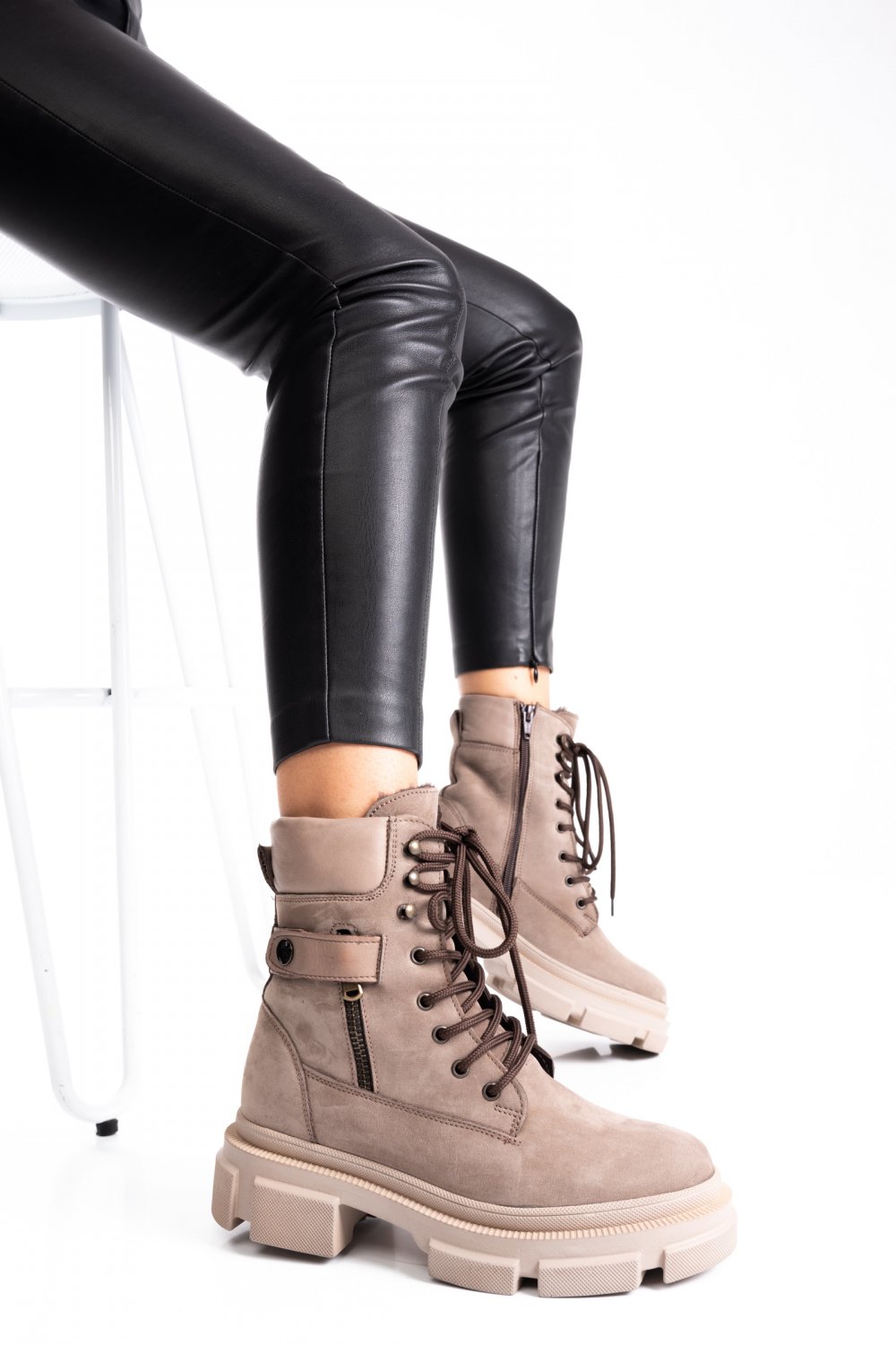 GHETE BEJ PIELE NATURALA 2PC12887NBK