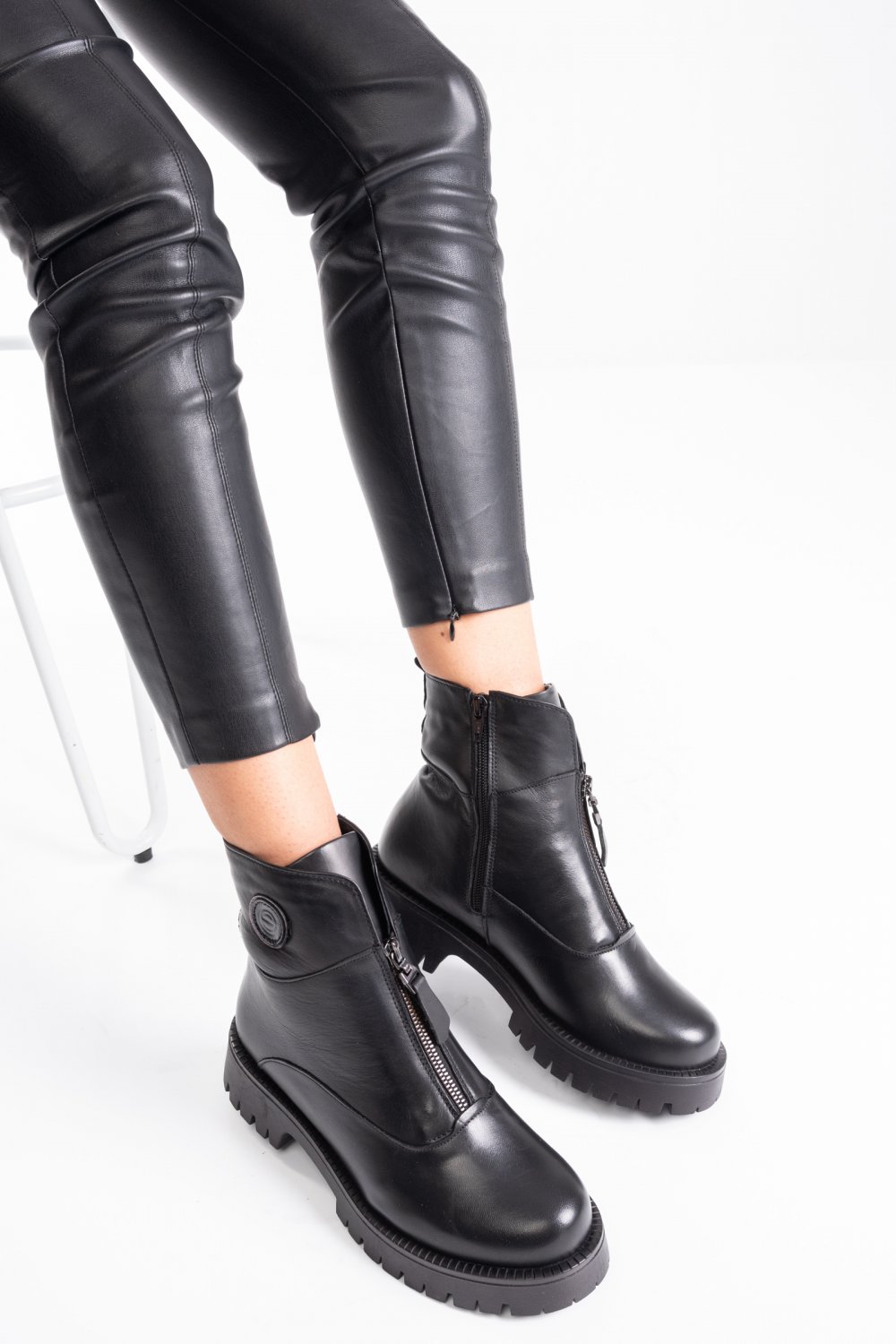 GHETE NEGRE PIELE NATURALA 2PC12882NP