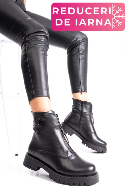 Ghete negre piele naturala 2pc12882np