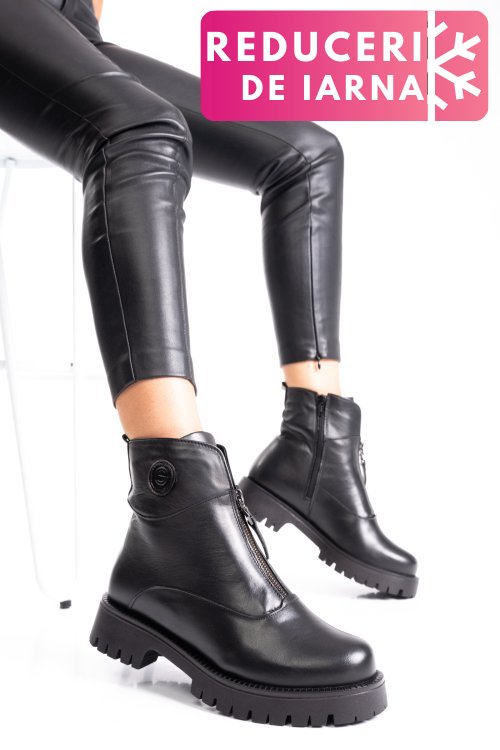 Ghete negre piele naturala 2pc12882np