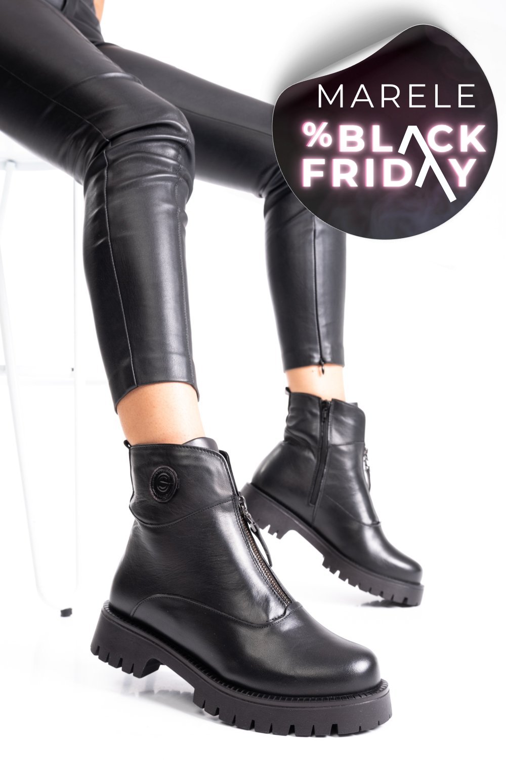 GHETE NEGRE PIELE NATURALA 2PC12882NP