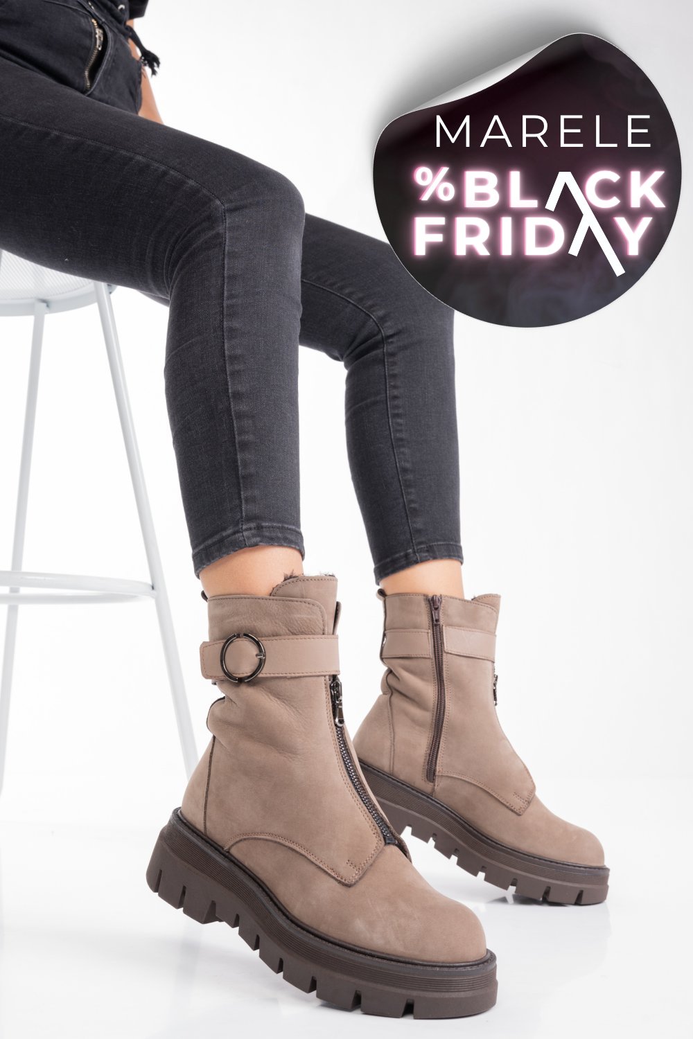 GHETE MARO INCHIS PIELE NATURALA 2PC12896