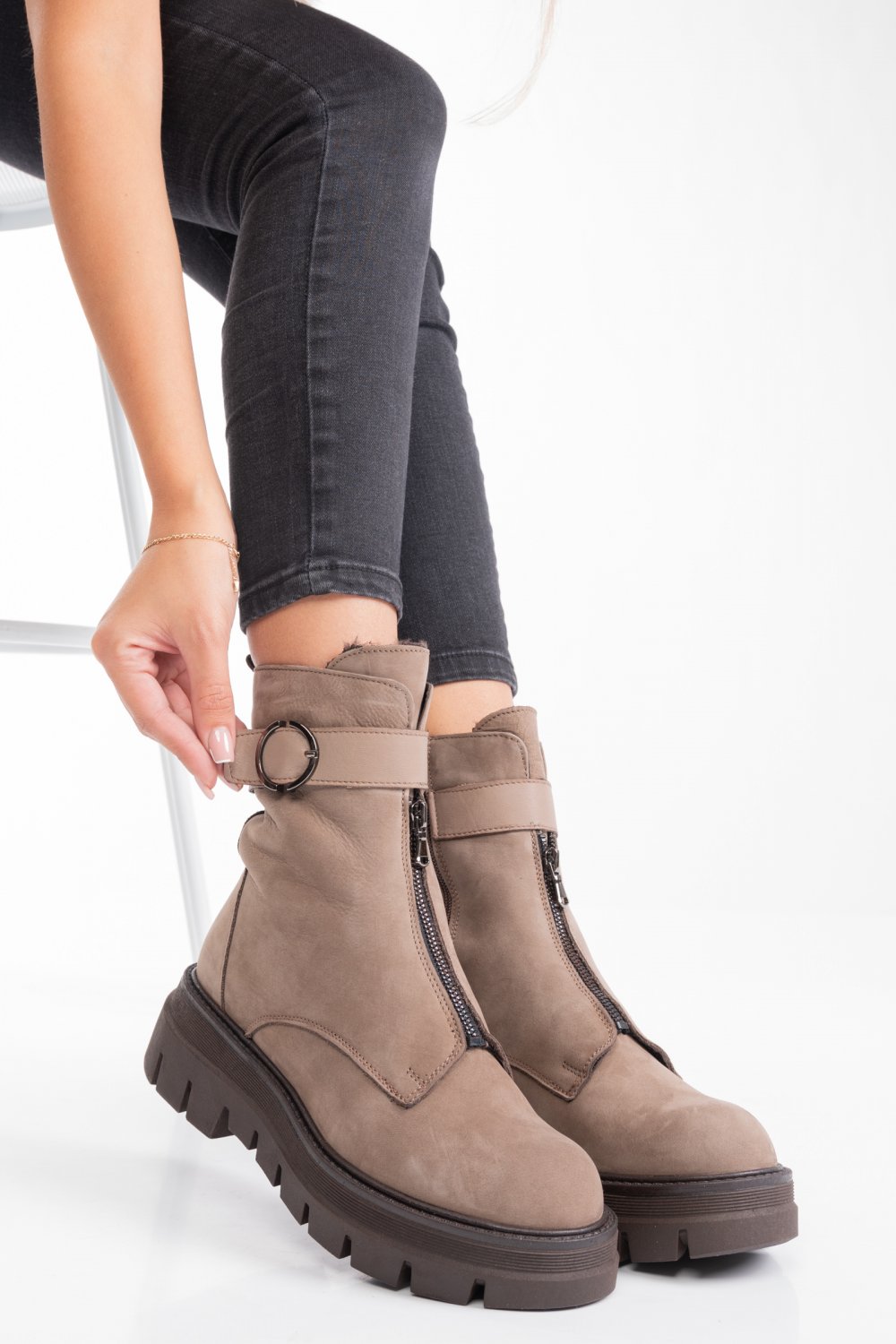 GHETE MARO INCHIS PIELE NATURALA 2PC12896