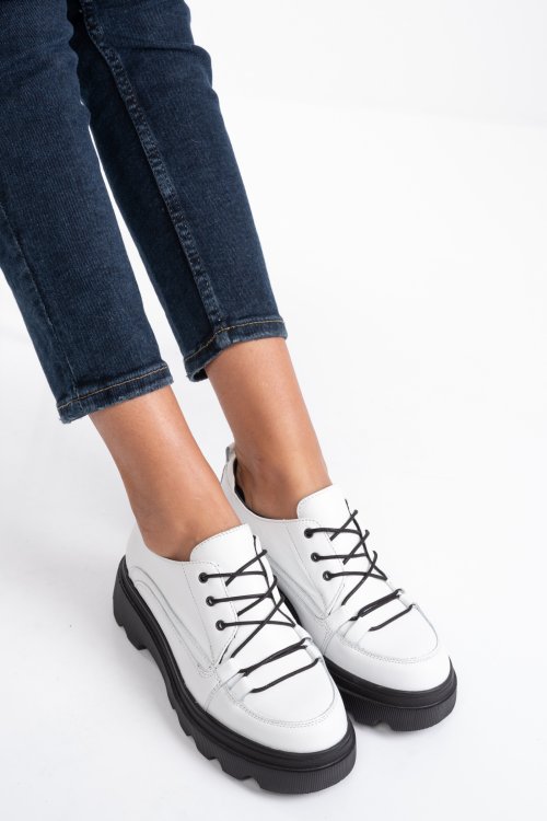 Pantofi sport albi piele naturala 2pc12632np