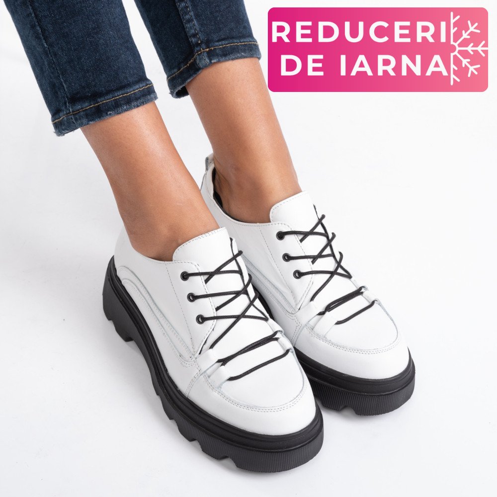 PANTOFI SPORT ALBI PIELE NATURALA 2PC12632NP