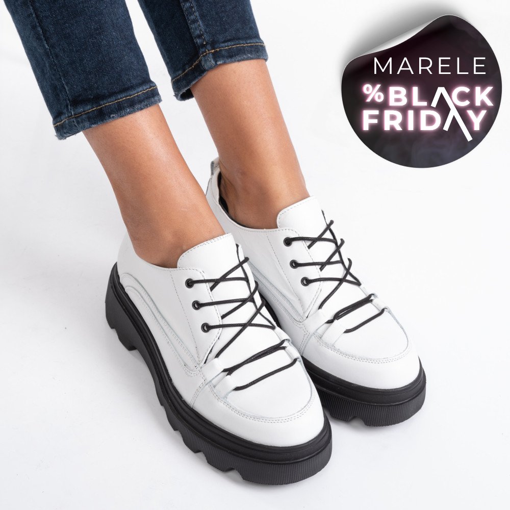 PANTOFI SPORT ALBI PIELE NATURALA 2PC12632NP