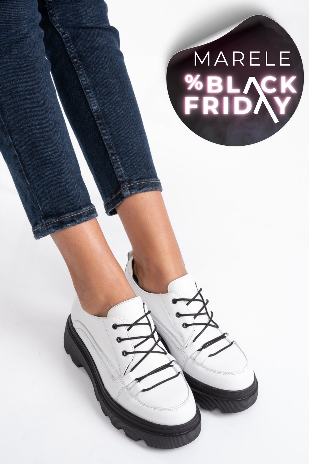 PANTOFI SPORT ALBI PIELE NATURALA 2PC12632NP