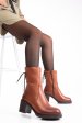 Cizme maro deschis piele naturala 1pc92802np