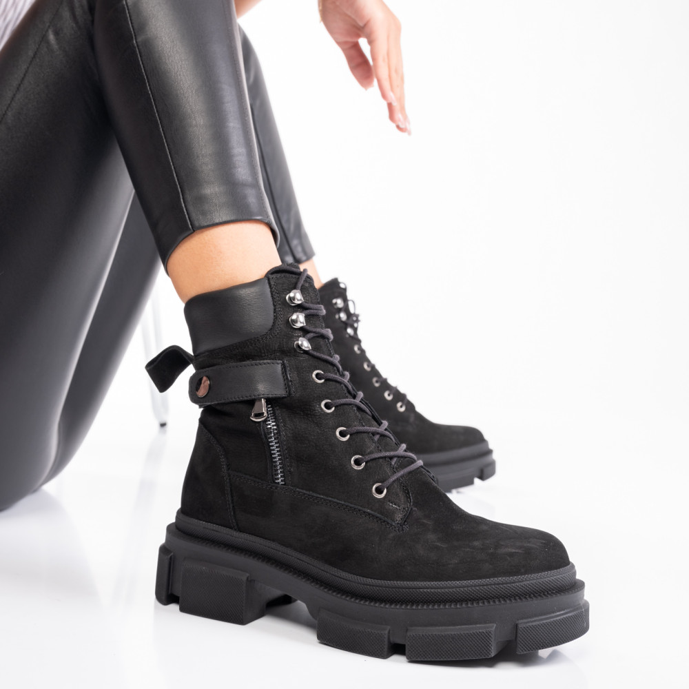 GHETE DAMA PIELE NATURALA NEGRE 2PC12887NBK