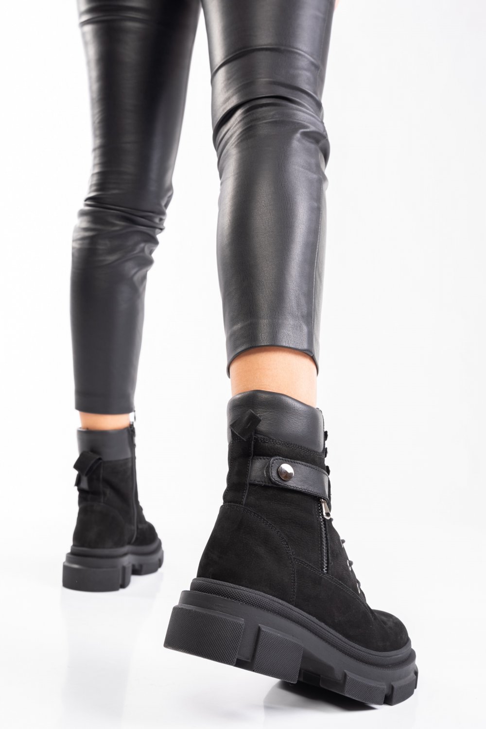 GHETE DAMA PIELE NATURALA NEGRE 2PC12887NBK