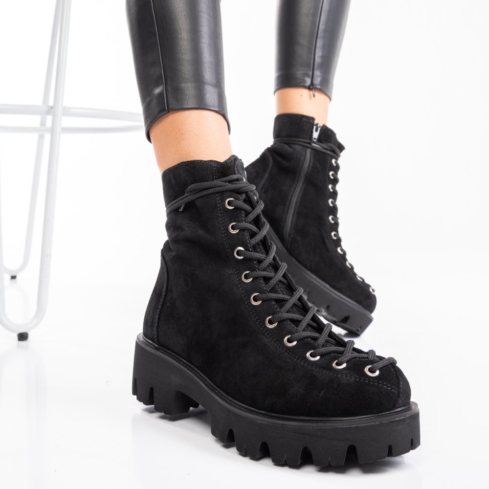 GHETE NEGRE PIELE NATURALA INTOARSA 2PC20