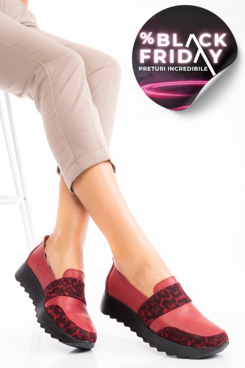 Mocasini rosii leo piele naturala 2pc022