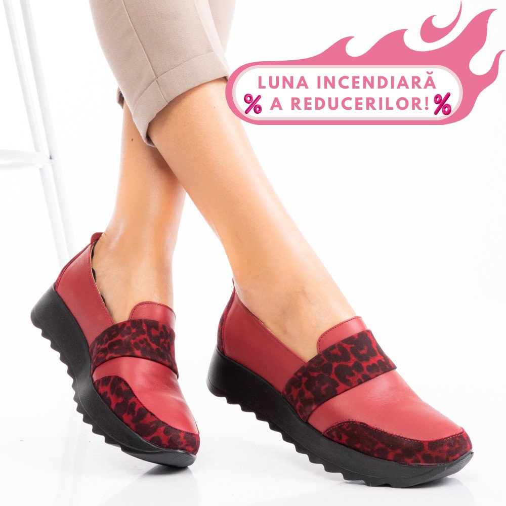 MOCASINI ROSII LEO PIELE NATURALA 2PC022