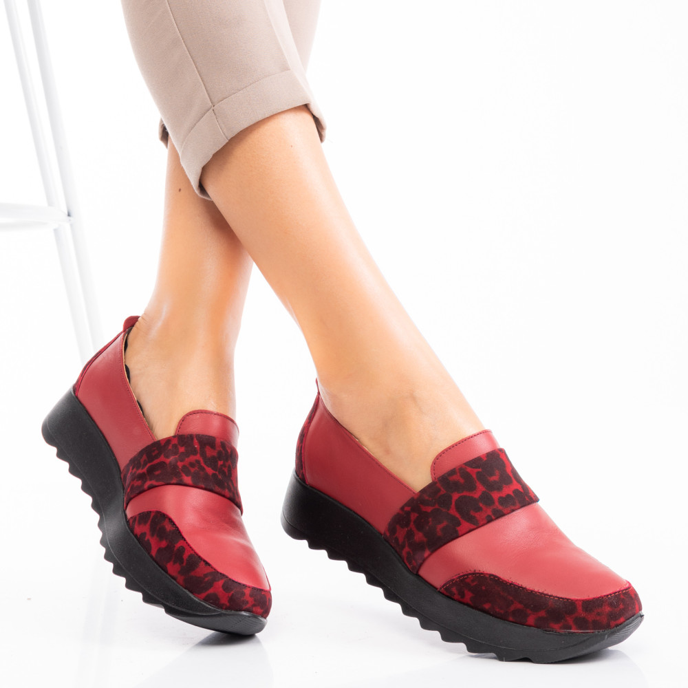 MOCASINI ROSII LEO PIELE NATURALA 2PC022