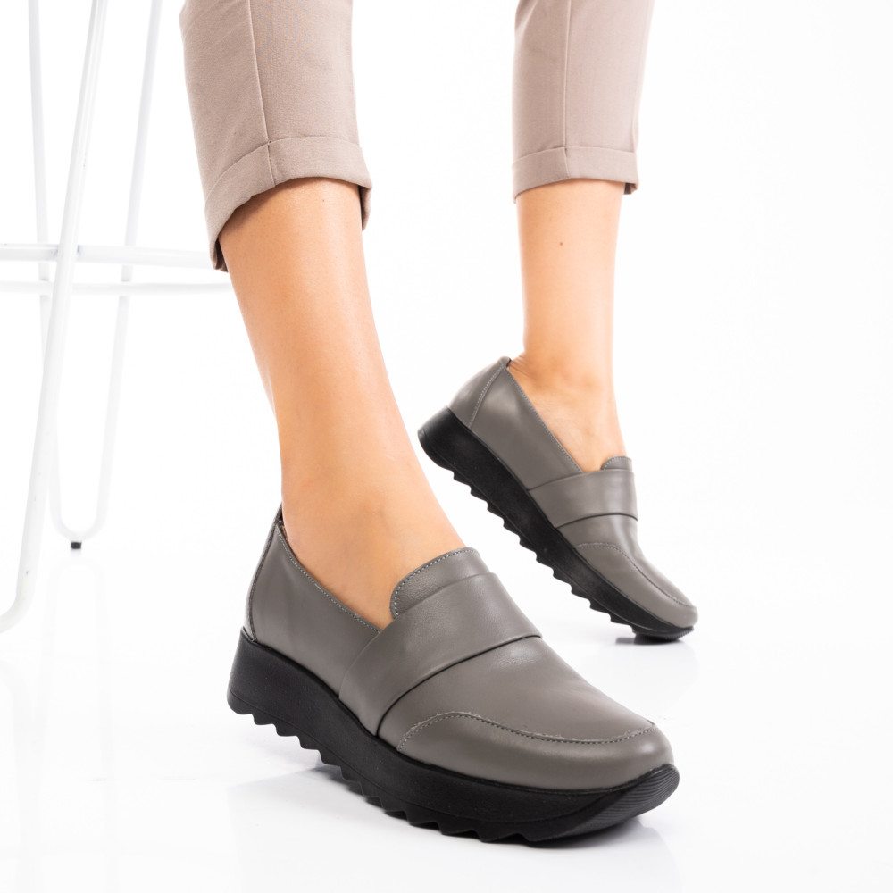 MOCASINI GRI DESCHIS PIELE NATURALA 2PC022